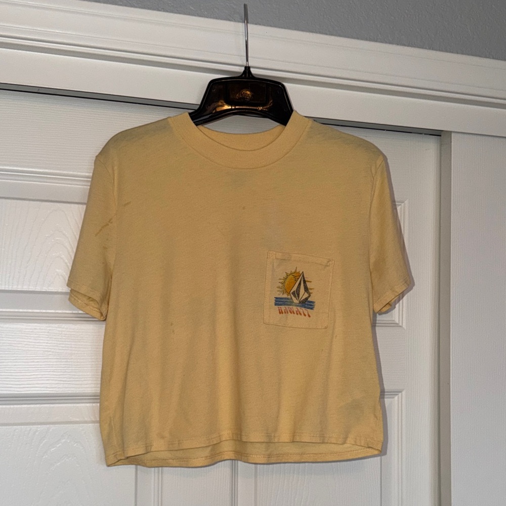 Volcom Kids Yellow Tee with Sailboat Pocket